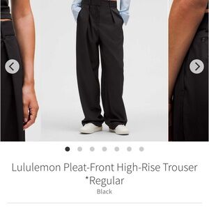 NWT Lululemon Black Pleat-Front High-Rise Trousers regular